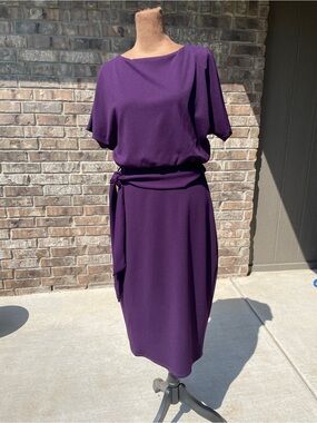 Elegant Purple Belted Women’s Dress